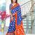 blue soft cotton printed fancy saree with blouse
