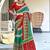 green mulmul cotton printed fancy saree with blouse