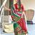 green mulmul cotton printed fancy saree with blouse