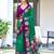 green soft cotton printed fancy saree with blouse