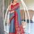 grey soft cotton printed fancy saree with blouse