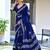 blue soft cotton printed fancy saree with blouse