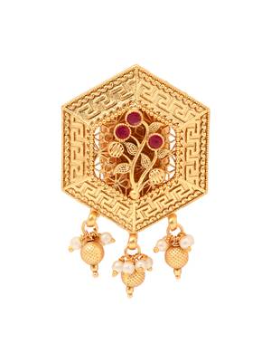 Gold plated traditional design with pearl saree pin/dress pins for women  2