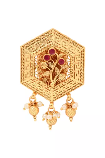 Gold plated traditional design with pearl saree pin/dress pins for women 