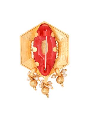 Gold plated traditional design with pearl saree pin/dress pins for women  3
