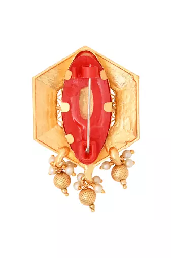 Gold plated traditional design with pearl saree pin/dress pins for women 