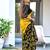 yellow soft cotton printed fancy saree with blouse