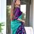 blue soft cotton printed fancy saree with blouse