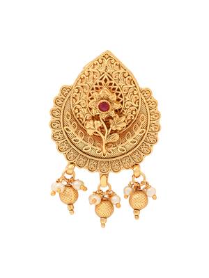 Gold plated traditional design with pearl saree pin/dress pins for women  2
