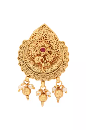 Gold plated traditional design with pearl saree pin/dress pins for women 