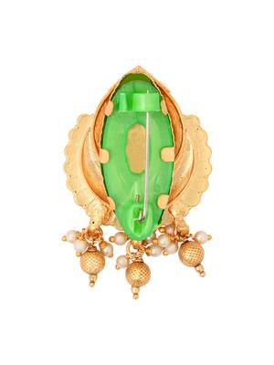 Gold plated traditional design with pearl saree pin/dress pins for women  3