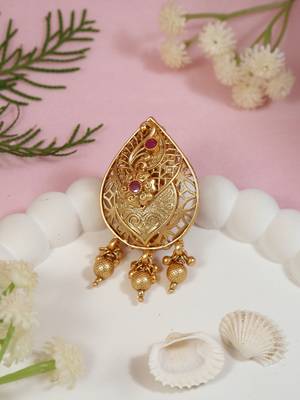 Gold plated traditional design with pearl saree pin/dress pins for women  1
