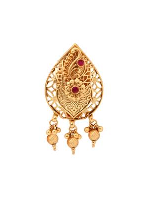 Gold plated traditional design with pearl saree pin/dress pins for women  2