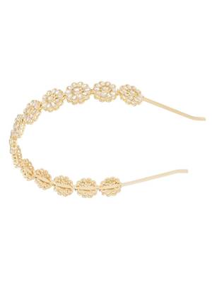 Rajasthani gold plated floral design kundan & pearl sheeshphool/mathapatti/hairband for women 3