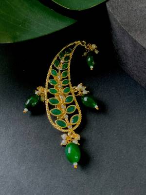 Gold plated kundan safa kalangi brooch for groom/men/dulha pagadi  1