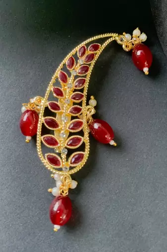Gold plated kundan safa kalangi brooch for groom/men/dulha pagadi 