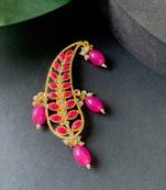Gold plated kundan safa kalangi brooch for groom/men/dulha pagadi