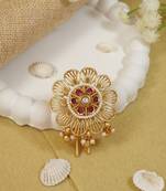 Gold plated traditional floral juda pin/hair brooch/jadai billa with stones and pearl
