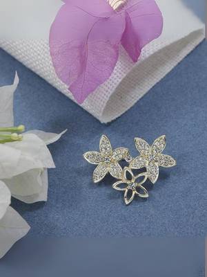 Gold plated floral brooch pins coat dress gown shawl wedding bridal brooch accessories for women & girls  1