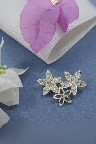 Gold plated floral brooch pins coat dress gown shawl wedding bridal brooch accessories for women & girls 