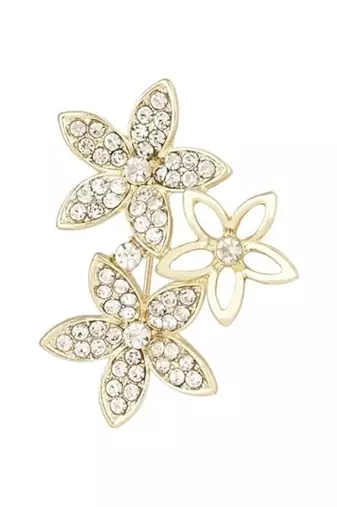 Gold plated floral brooch pins coat dress gown shawl wedding bridal brooch accessories for women & girls 