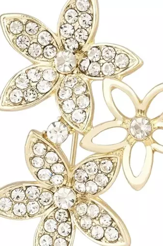 Gold plated floral brooch pins coat dress gown shawl wedding bridal brooch accessories for women & girls 