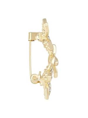 Gold plated floral brooch pins coat dress gown shawl wedding bridal brooch accessories for women & girls  4