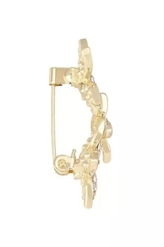 Gold plated floral brooch pins coat dress gown shawl wedding bridal brooch accessories for women & girls 