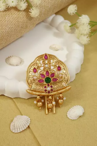 Traditional peacock design gold plated juda pin/hair brooch/jadai billa with stones and pearl for women 