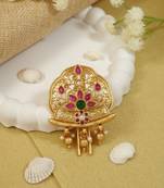 Traditional peacock design gold plated juda pin/hair brooch/jadai billa with stones and pearl for women 