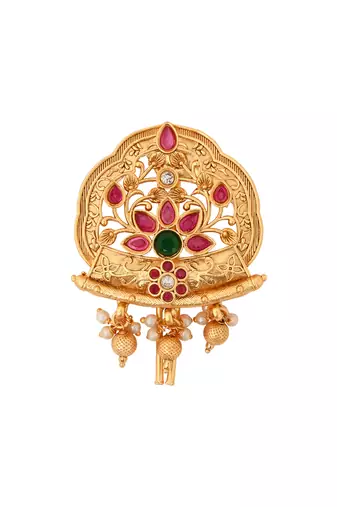 Traditional peacock design gold plated juda pin/hair brooch/jadai billa with stones and pearl for women 