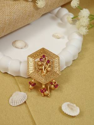 Hexagon design juda pin/hair brooch/jadai billa with stones and detailing for traditional looks for women  1