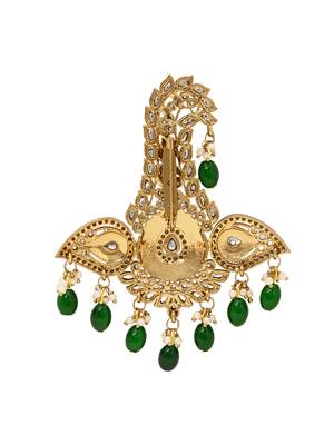 Gold plated traditional stone pearl drop safa kalangi brooch for groom/men/dulha pagadi 3