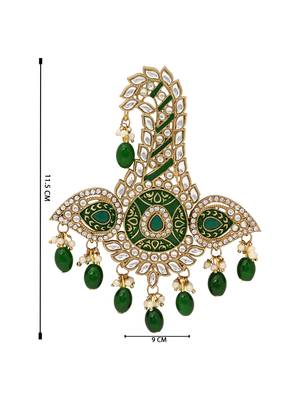 Gold plated traditional stone pearl drop safa kalangi brooch for groom/men/dulha pagadi 5