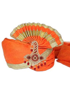 Gold plated traditional stone pearl drop safa kalangi brooch for groom/men/dulha pagadi  4