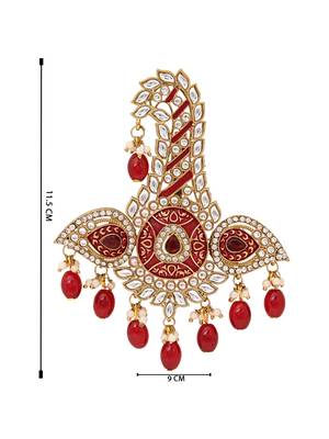 Gold plated traditional stone pearl drop safa kalangi brooch for groom/men/dulha pagadi  5