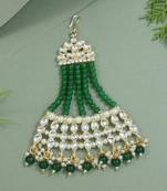 Gold plated mughal beautiful long pearl kundan jhumar passa/jhoomar maang tikka for women 