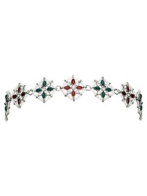 Silver plated traditional floral kundan & pearl sheeshphool matha patti sheeshpatti for women  2