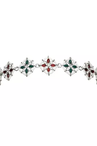 Silver plated traditional floral kundan & pearl sheeshphool matha patti sheeshpatti for women 