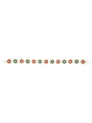 Gold plated traditional floral kundan & pearl sheeshphool matha patti sheeshpatti for women  3