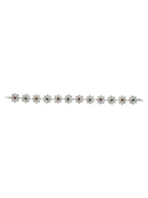 Silver plated traditional floral kundan & pearl sheeshphool matha patti sheeshpatti for women  3