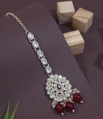 Gold plated traditional kundan & pearl maang tikka for women 