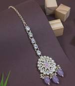 Gold plated traditional kundan & pearl maang tikka for women 