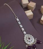 Gold plated traditional kundan & pearl maang tikka for women 