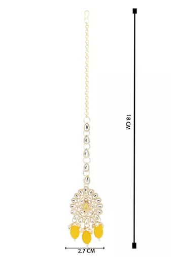 Gold plated traditional kundan & pearl maang tikka for women 