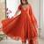 Orange embroidered sequins motif work anarkali dress