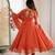 Orange embroidered sequins motif work anarkali dress