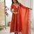 Orange embroidered sequins motif work anarkali dress