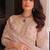 Cream star georgette gown with beads & sequins embroidery, full stitched with canvas patta, dupatta set