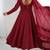 Maroon soft georgette lucknowi sequins anarkali with 4 mtr flair, stitched pant and ruffle dupatta set
